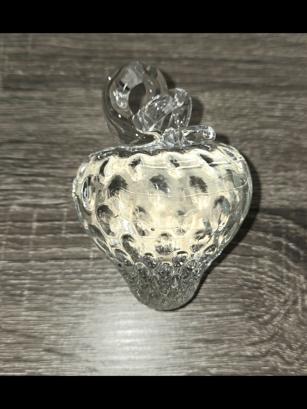 LEVAY Studio Art Glass Crystal Clear Strawberry Fruit Paperweight Vintage SEE PI